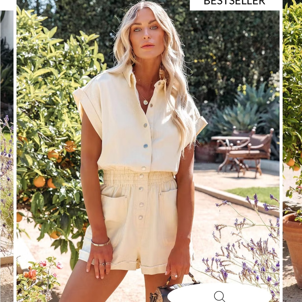 VICI SHELTON COTTON POCKETED DENIM ROMPER